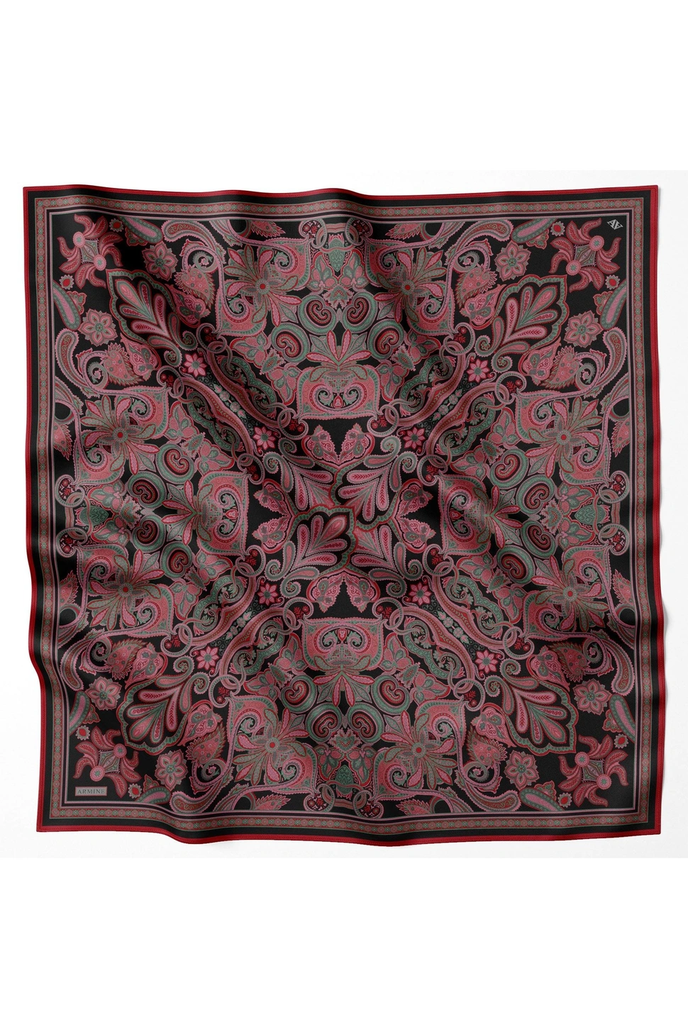 Armine Sura İpek Eşarp Siyah, Pembe, Kırımızı, Yeşil