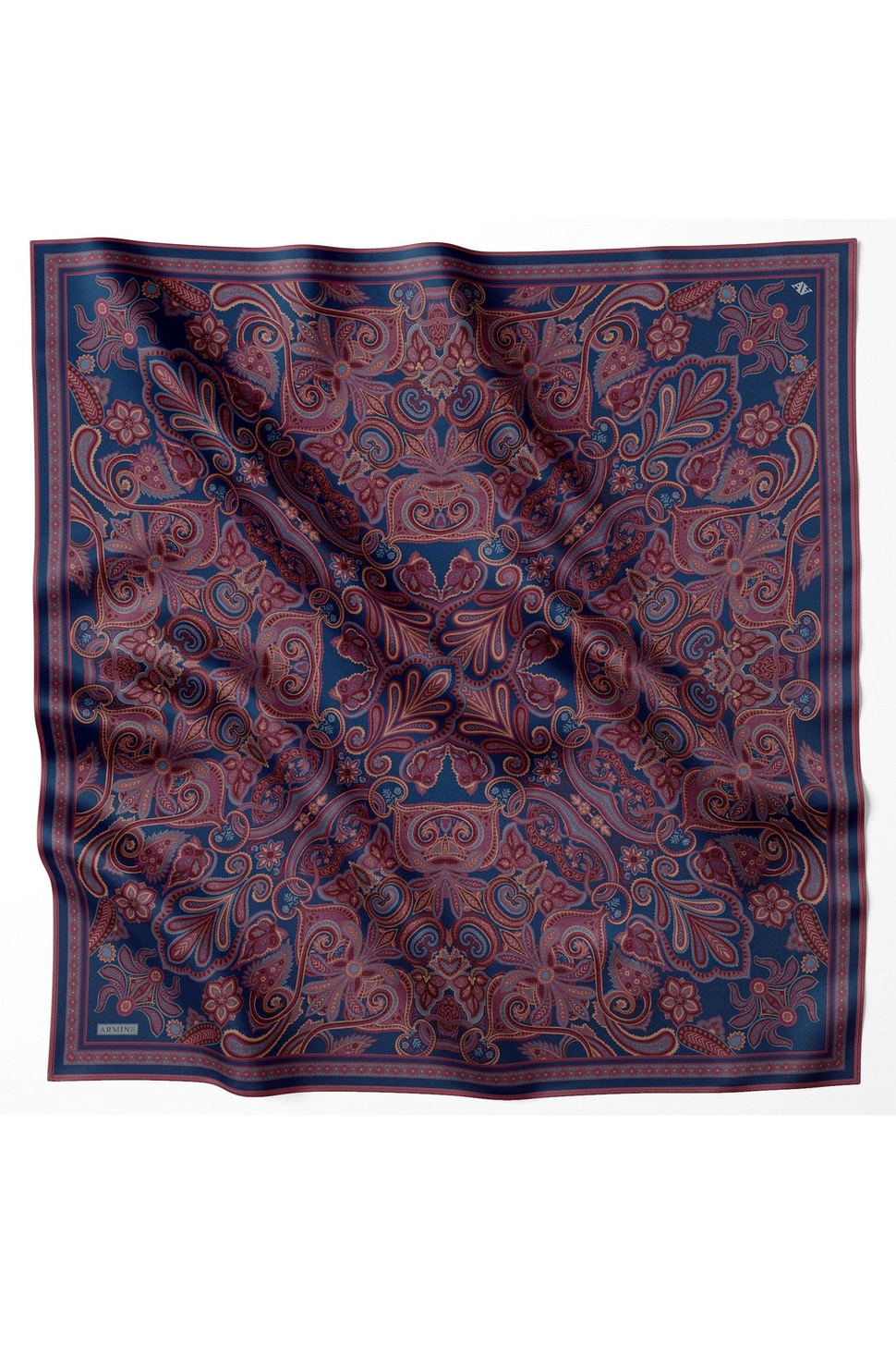 Armine Sura İpek Eşarp Lacivert, Bordo