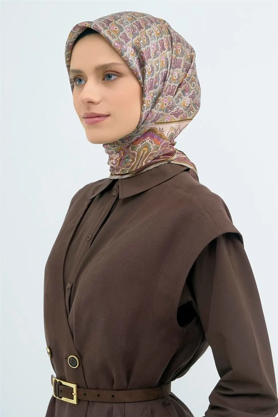 Armine Twill İpek Eşarp Pudra, Pembe
