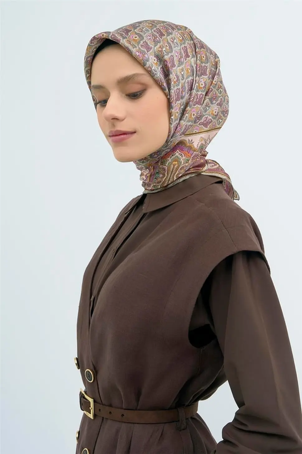 Armine Twill İpek Eşarp Pudra, Pembe
