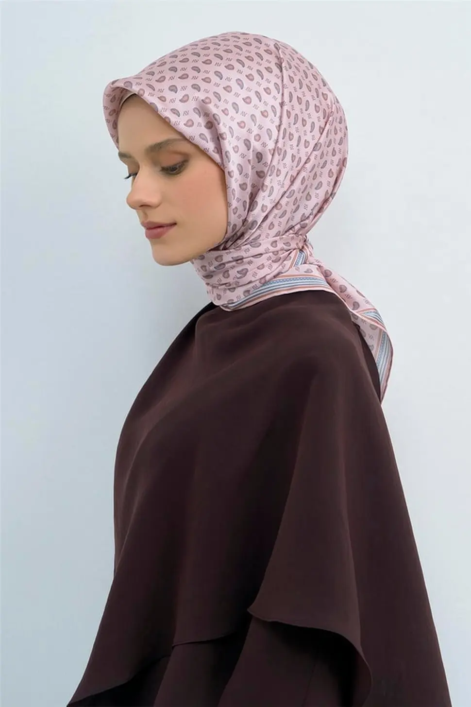 Armine Sura İpek Eşarp Pembe, Mavi, Yavruağzı