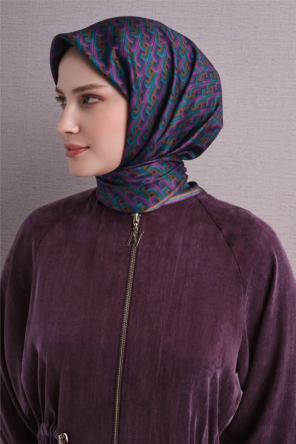 Armine Sura İpek Eşarp Fuşya, Yağ Yeşili, Petrol Mavi, Mürdüm