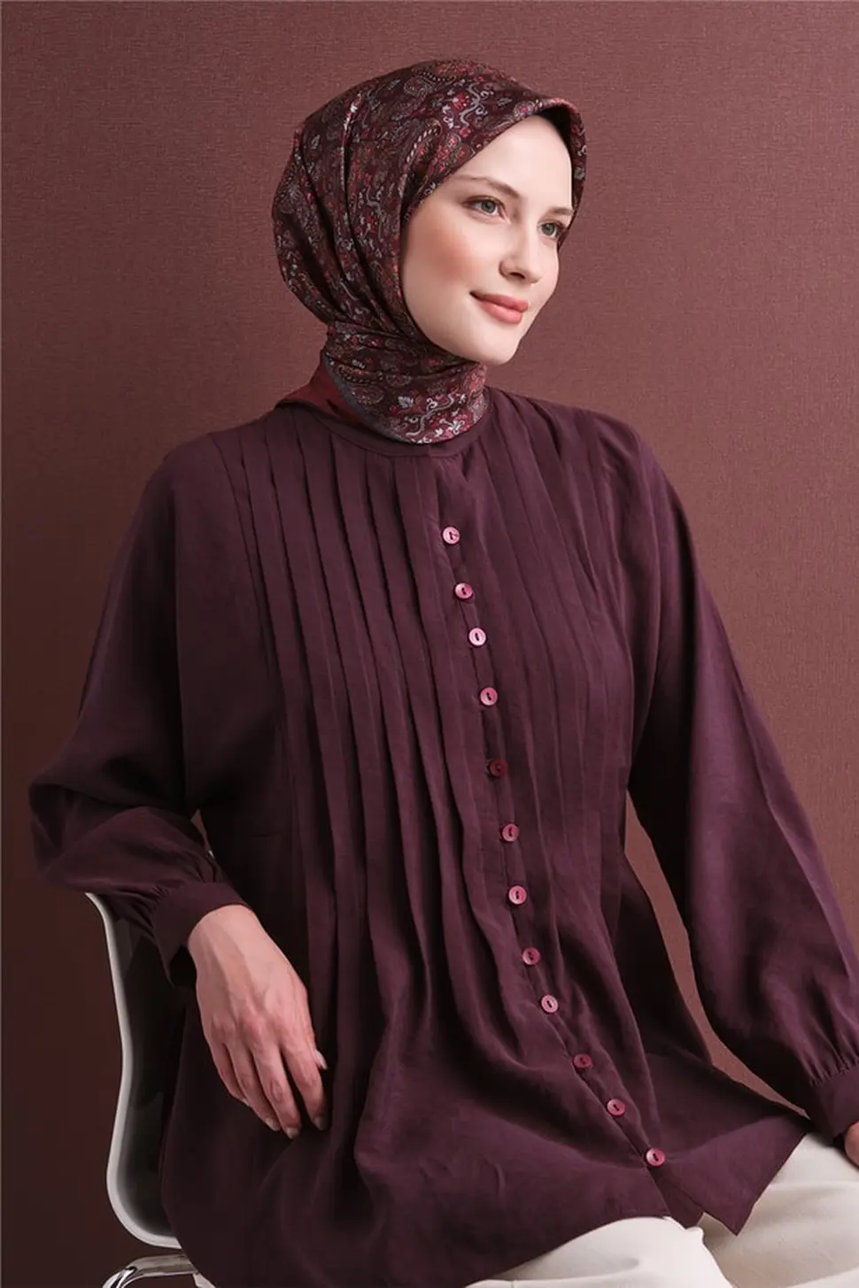 Armine Sura Ipek Eşarp Bordo