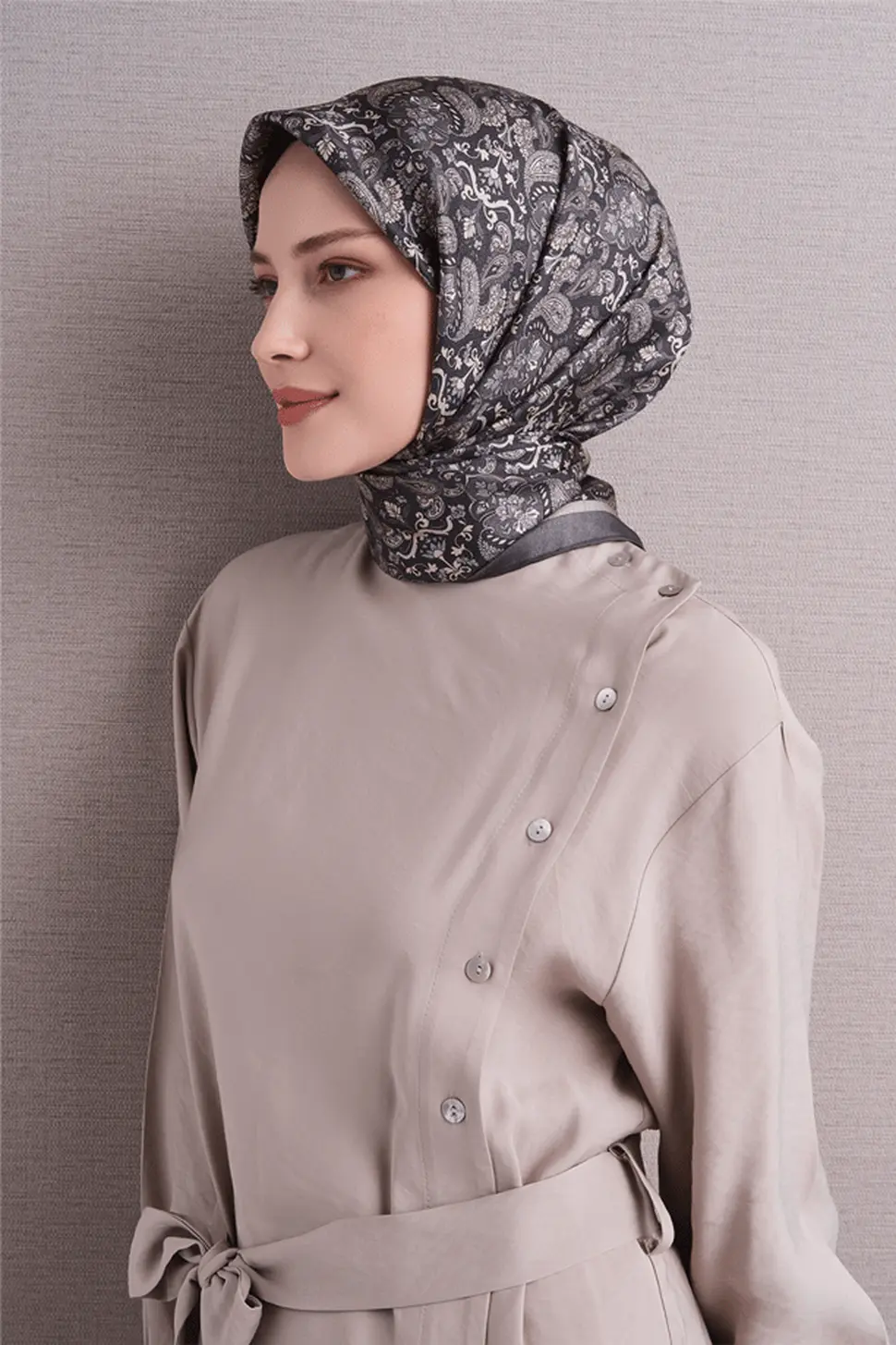 Armine Sura ipek Eşarp Füme, Gri