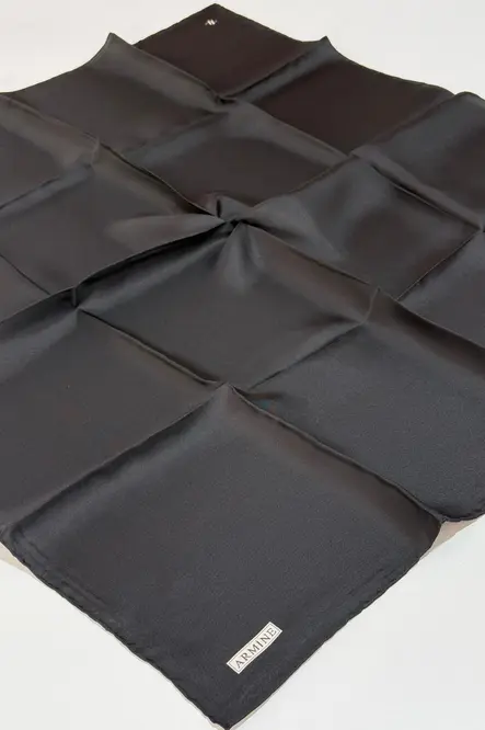 Armine Twill İpek Eşarp Siyah Düz