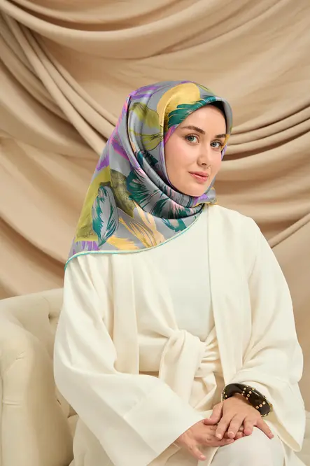 Silk Home Twill İpek Eşarp 11480-51 Pembe, Yağ Yeşili