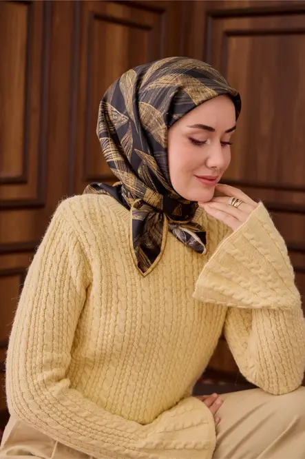 Silk Home Twill İpek Eşarp 11488-04 Siyah, Gold