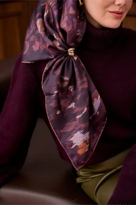 Silk Home Twill İpek Eşarp 11492-14 Patlıcan Moru, Mürdüm