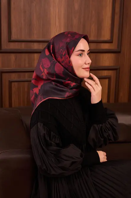 Silk Home Twill İpek Eşarp 11497-02 Kırmızı, Siyah