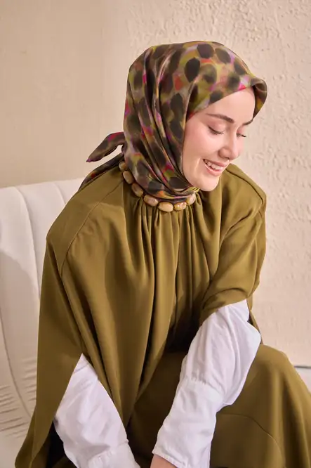 Silk Home Twill İpek Eşarp 11518-16 Kahverengi, Pembe, Yeşil, Mor