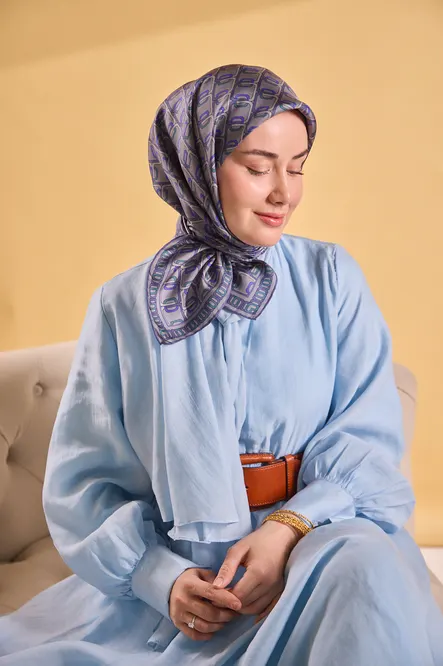 Silk Home Twill İpek Eşarp 11521-10 Zincir Gri, Lavanta, Mor