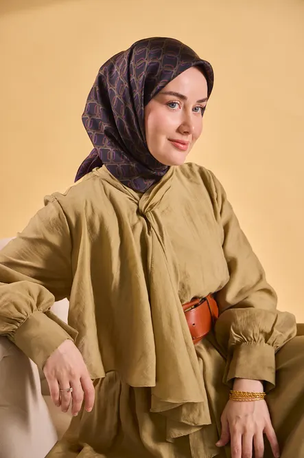 Silk Home Twill İpek 11521-13 Eşarp Zincir Açık Siyah