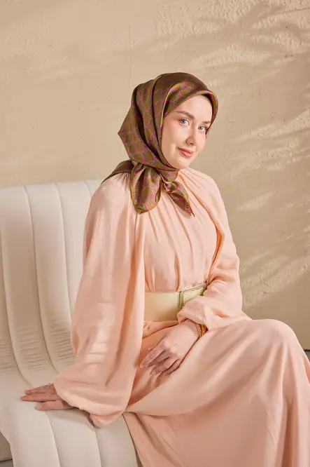 Silk Home Twill İpek Eşarp 11521-26 Zincir Yeşil Kahve