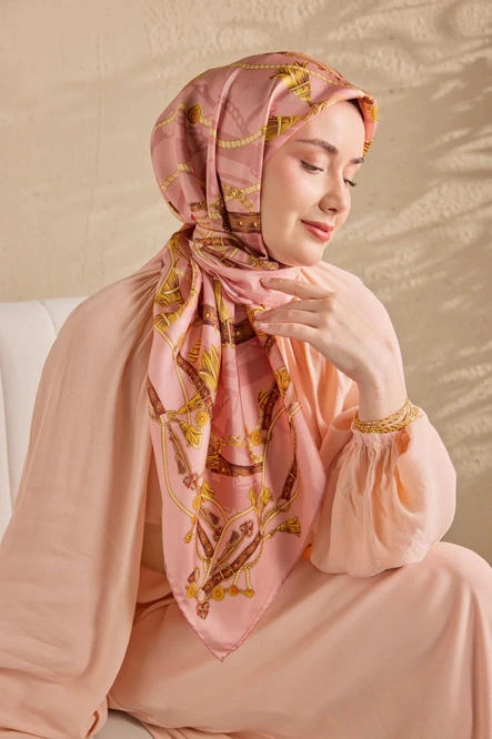 Silk Home Twill İpek Eşarp 11530-06 Tozpembe, Kahverengi