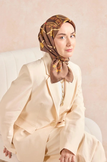 Silk Home Twill İpek Eşarp 11530-10 Kahverengi