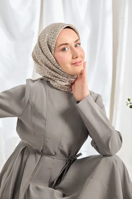 Silk Home Twill İpek Eşarp Mini Bouquet Açık Gri