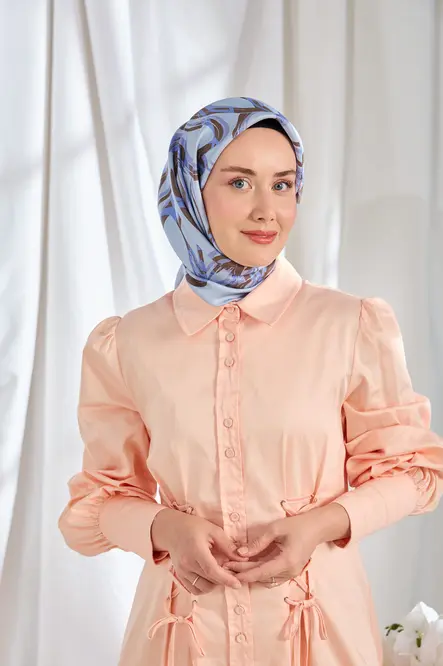 Silk Home Twill İpek Eşarp Bloom Mavi