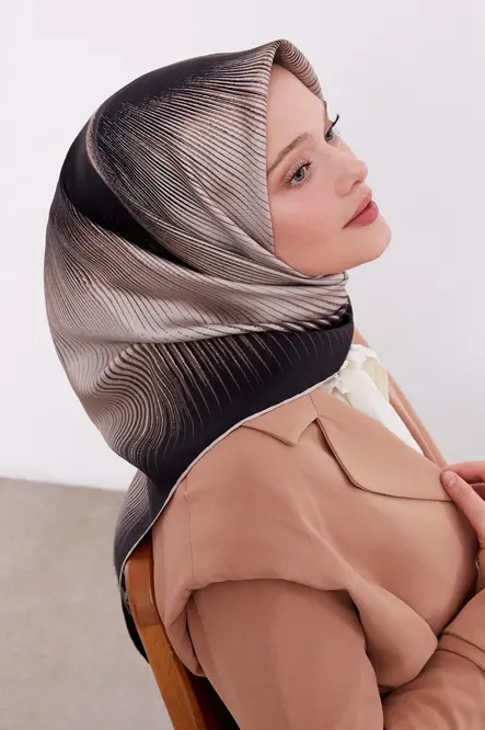 Levidor İpek Eşarp Twill Siyah Vizon