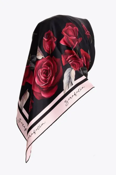 Zerafetim Twill İpek Eşarp Siyah, Kırmızı, Pembe