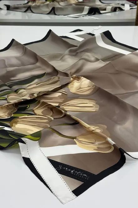 Zerafetim Exclusive Twill İpek Eşarp Vizon