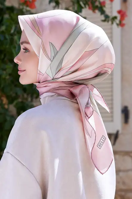 Belli Twill İpek Eşarp 4035-11 Pudra Pembe