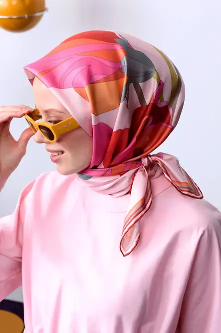 Belli Twill İpek Eşarp Pembe