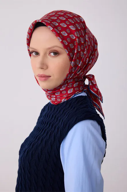 Belli Twill İpek Eşarp Kırmızı