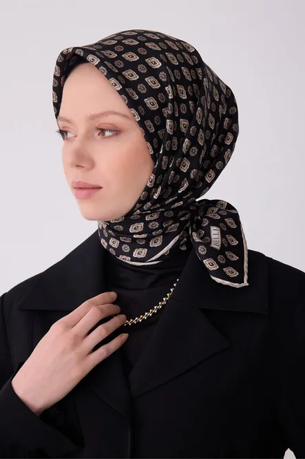 Belli Twill İpek Eşarp Siyah