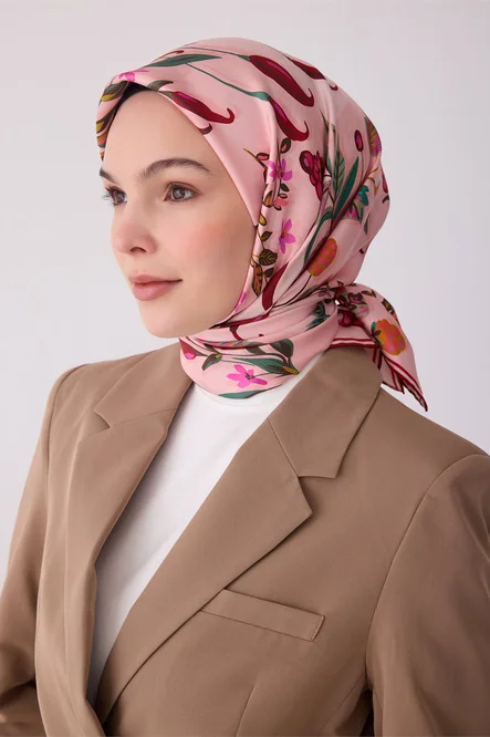 Belli Twill İpek Eşarp Pembe