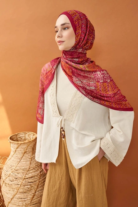 Silk Home Riva Şal Tencel Terra Koyu Pembe