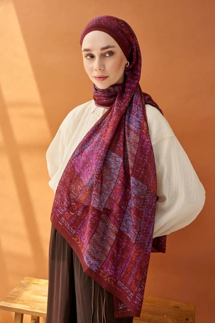Silk Home Riva Şal Tencel Terra Bordo