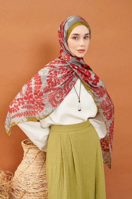 Silk Home Riva Şal Tencel Spring Blossoms Kırmızı