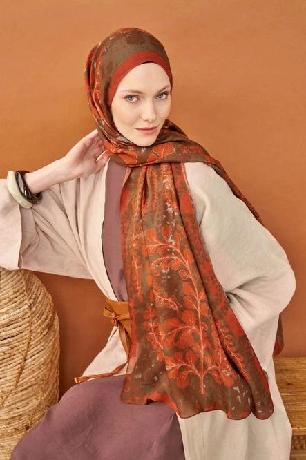 Silk Home Riva Şal Tencel Spring Blossoms Turuncu
