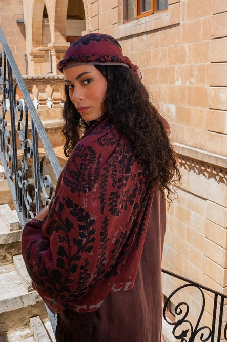 Silk Home Riva Şal Tencel Spring Blossoms Bordo