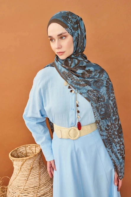 Silk Home Riva Şal Tencel Spring Blossoms Mavi