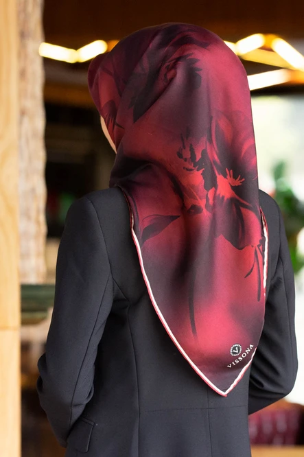 Vissona Twill İpek Eşarp Bordo