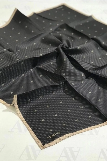 Armine Twill Ipek Eşarp Siyah, Bej 8259-01