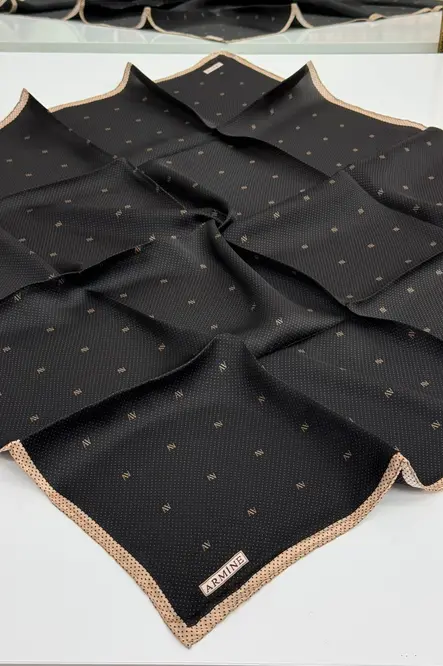 Armine Twill İpek Eşarp Nostalji Siyah, Vizon