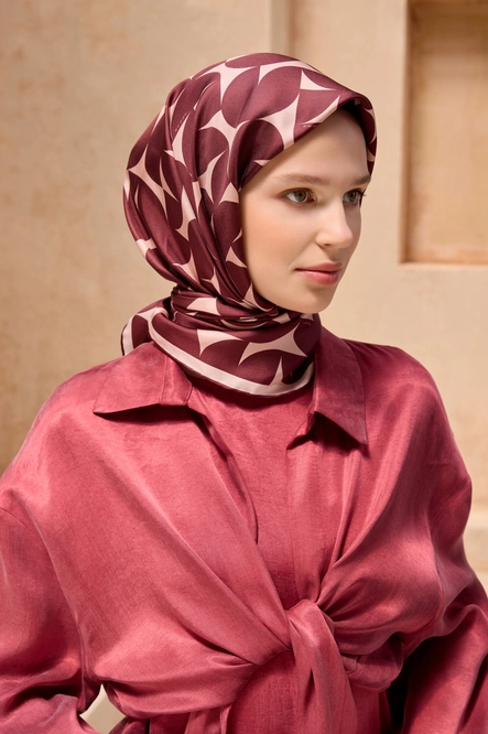 Belli Twill İpek Eşarp Bordo 4117-30