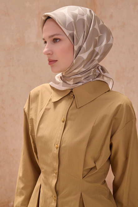 Belli Twill İpek Eşarp Vizon, Kumsal Bej