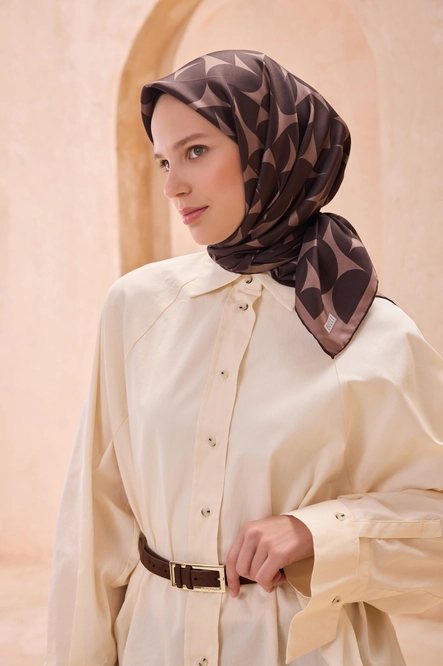 Belli Twill İpek Eşarp Acı Kahve