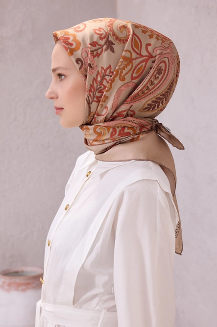Belli Twill İpek Eşarp Vizon