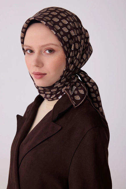 Belli Twill İpek Eşarp Kahverengi