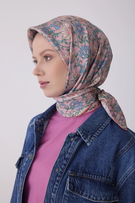 Belli Twill İpek Eşarp Pembe
