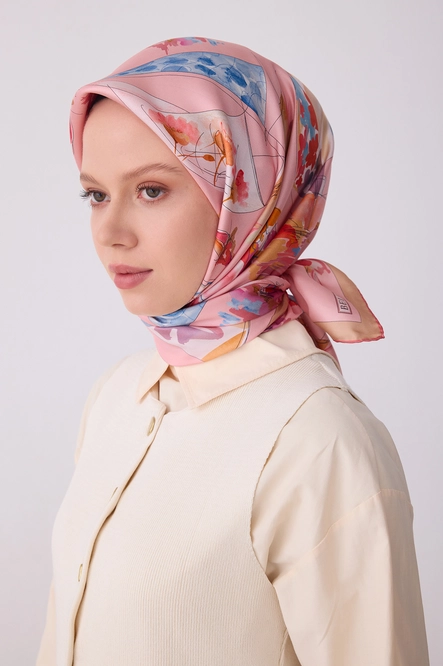 Belli Twill İpek Eşarp Pembe