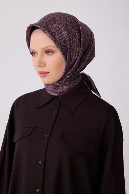 Belli Twill İpek Eşarp 4317-34 Kahverengi, Mor