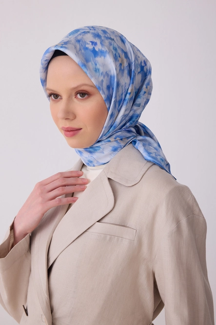 Belli Twill İpek Eşarp Mavi