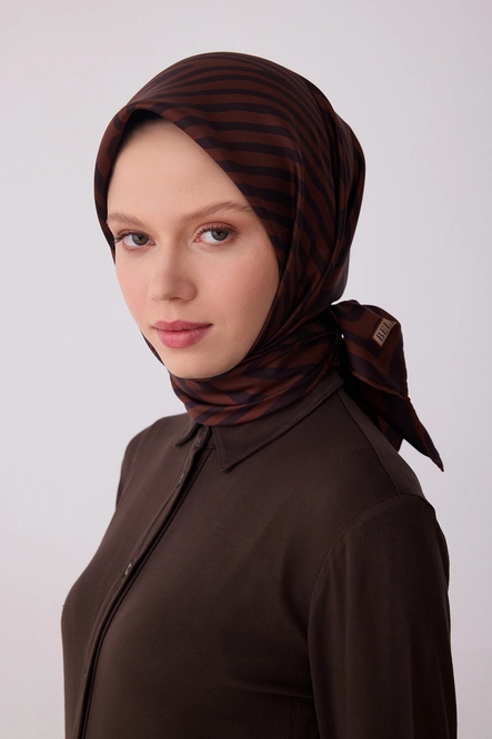 Belli Twill İpek Eşarp 4325-31 Acı Kahve, Kahverengi