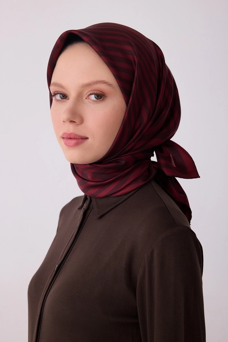 Belli Twill İpek Eşarp 4325-51 Bordo, Kırmızı