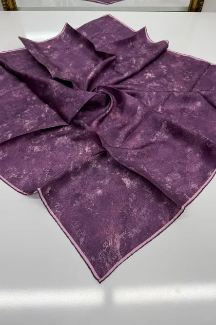 Twill İpek Eşarp Pudra Pembe, Tonsürton, Batik Desen (Özel Üretim)